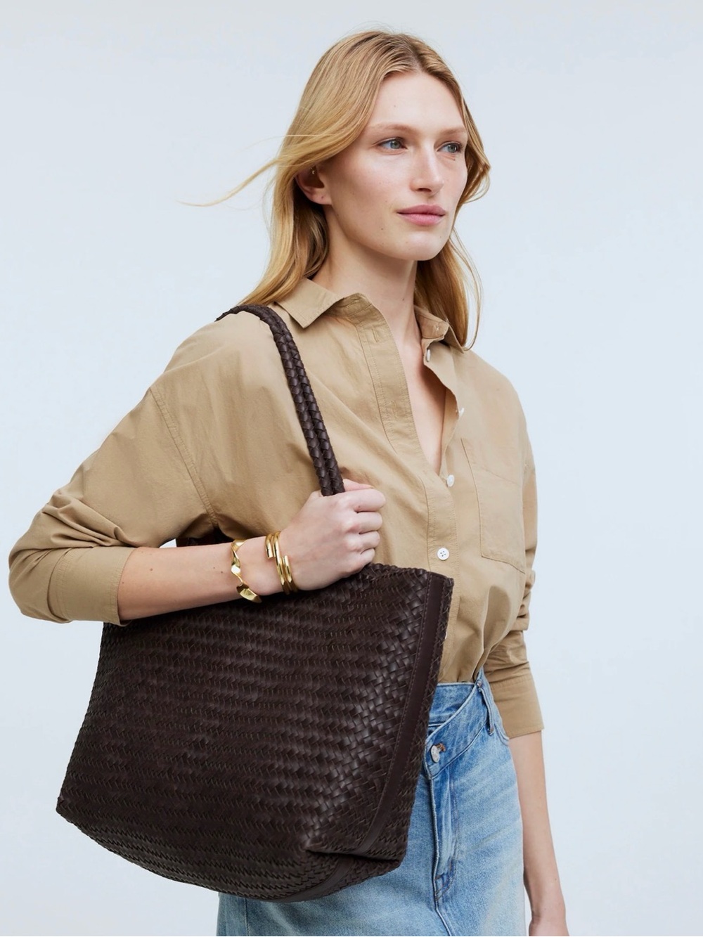Madewell Handwoven tote bag in coffee bean